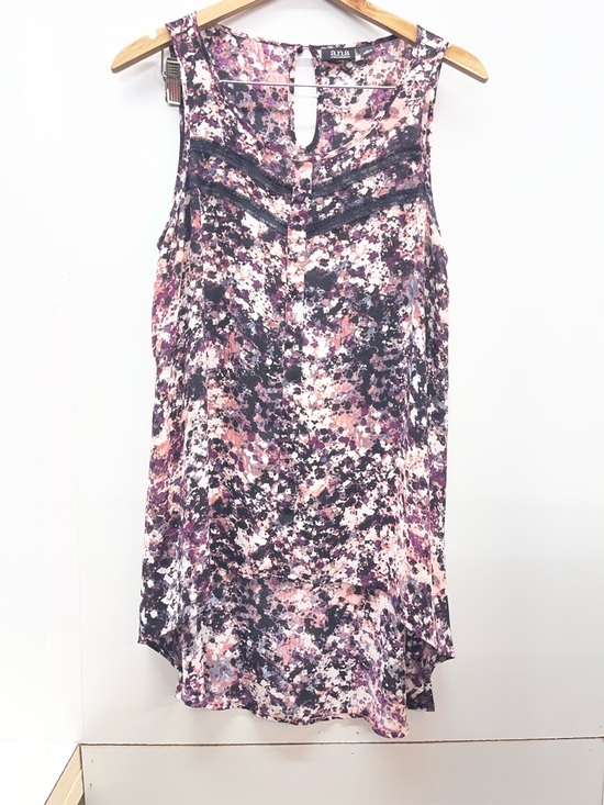 a.n.a Tops - a.n.a Pink, Purple and Black Floral Sleeveless Blouse